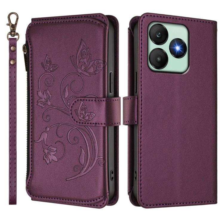 For Wiko T20 Butterfly Love Flower Multi-card Zipper Wallet Leather Phone Case