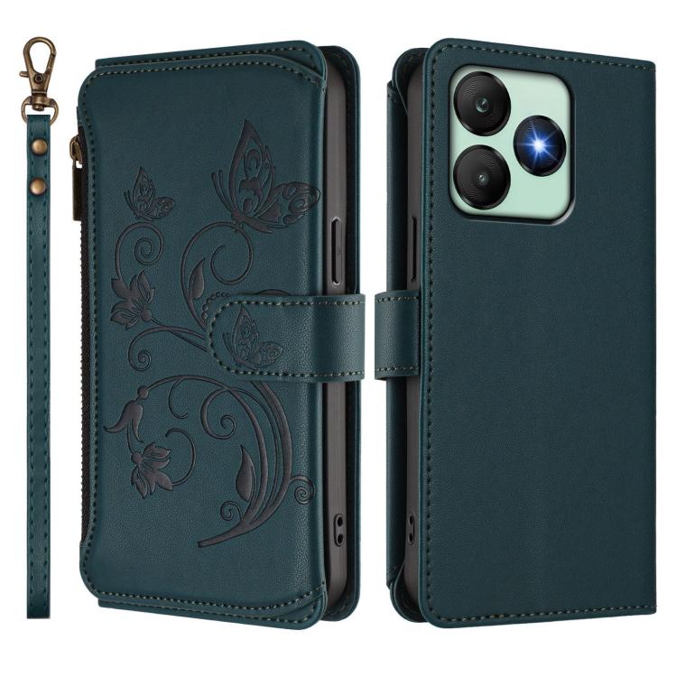 For Wiko T20 Butterfly Love Flower Multi-card Zipper Wallet Leather Phone Case