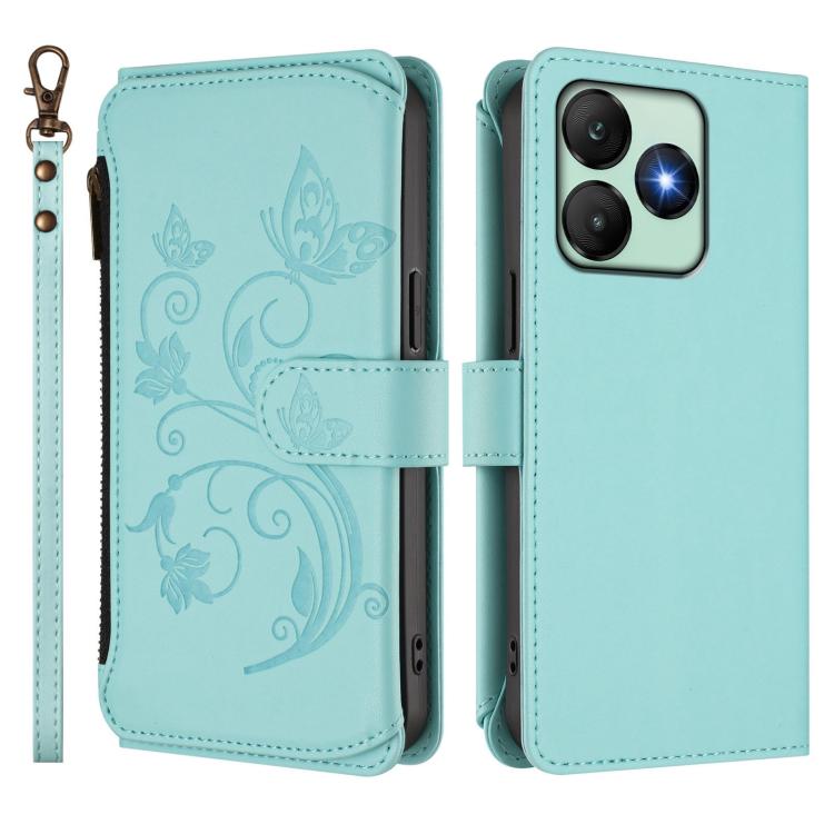 For Wiko T20 Butterfly Love Flower Multi-card Zipper Wallet Leather Phone Case