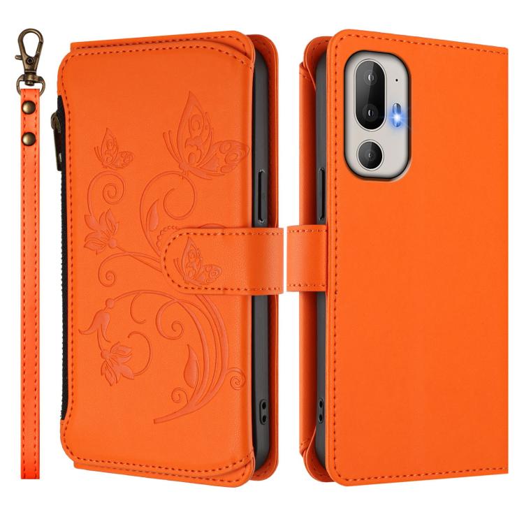 For HTC U24 Pro Butterfly Love Flower Multi-card Zipper Wallet Leather Phone Case