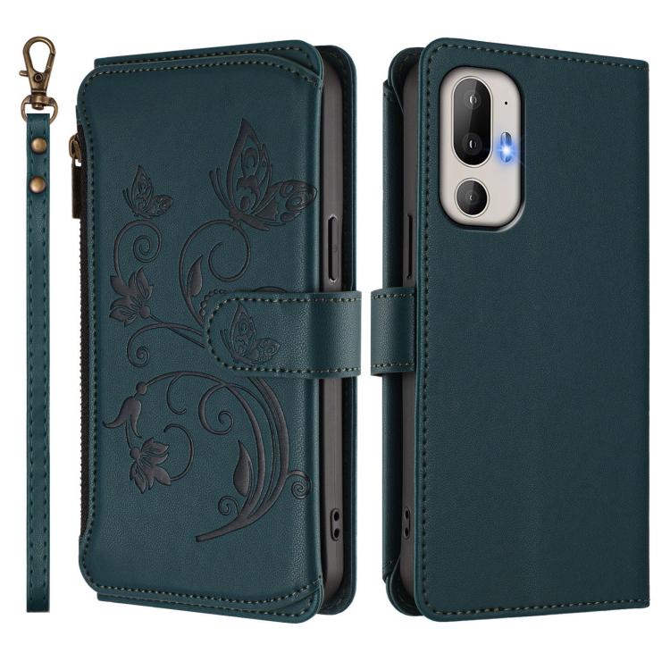 For HTC U24 Pro Butterfly Love Flower Multi-card Zipper Wallet Leather Phone Case