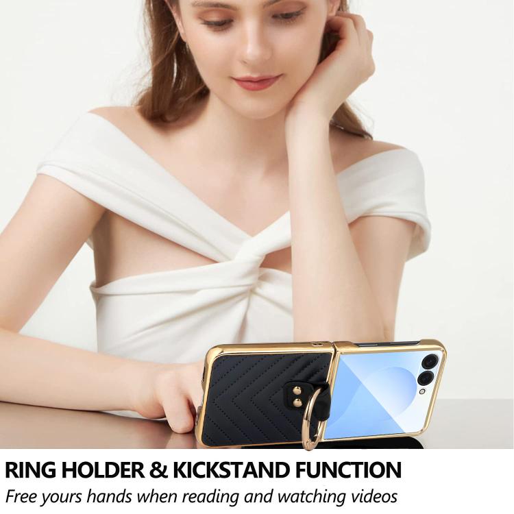 For Samsung Galaxy Z Flip7 VIETAO Dream Series Metal Ring Leather Phone Case