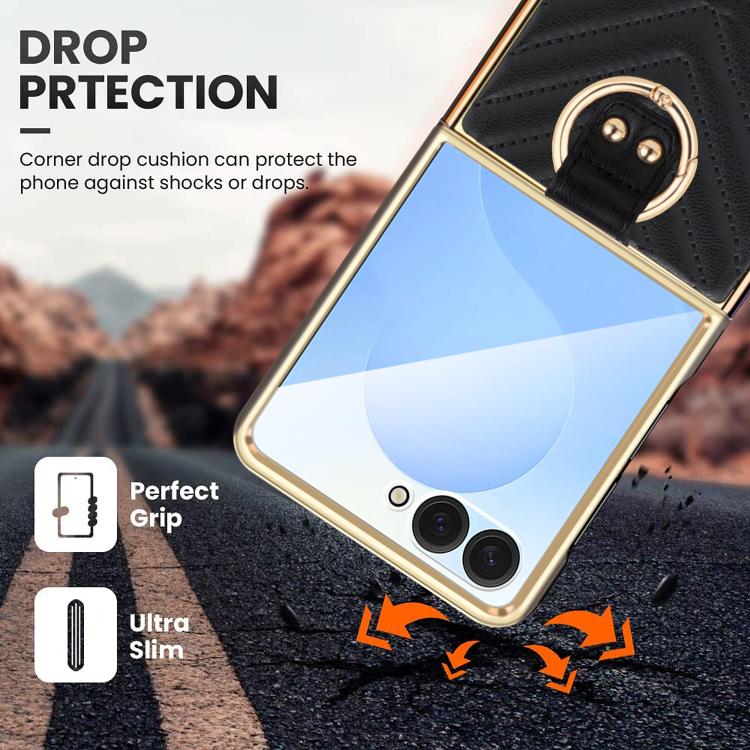 For Samsung Galaxy Z Flip7 VIETAO Dream Series Metal Ring Leather Phone Case
