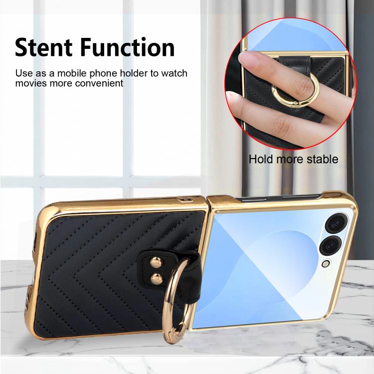 For Samsung Galaxy Z Flip7 VIETAO Dream Series Metal Ring Leather Phone Case