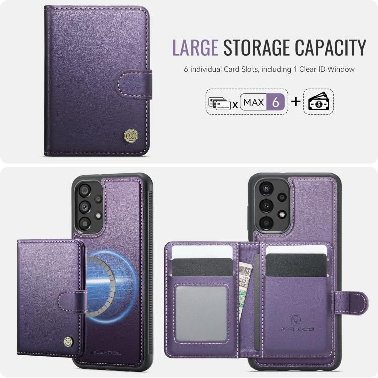 For Samsung Galaxy A13 4G / 5G / A04s JEEHOOD J09 Buckle Card Bag MagSafe Magnetic Style RFID Leather Phone Case