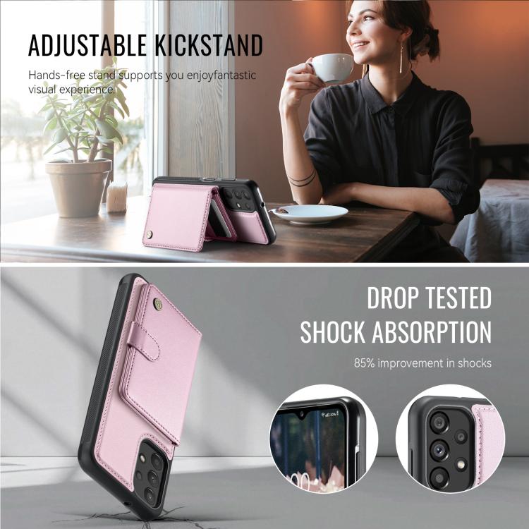 For Samsung Galaxy A13 4G / 5G / A04s JEEHOOD J09 Buckle Card Bag MagSafe Magnetic Style RFID Leather Phone Case