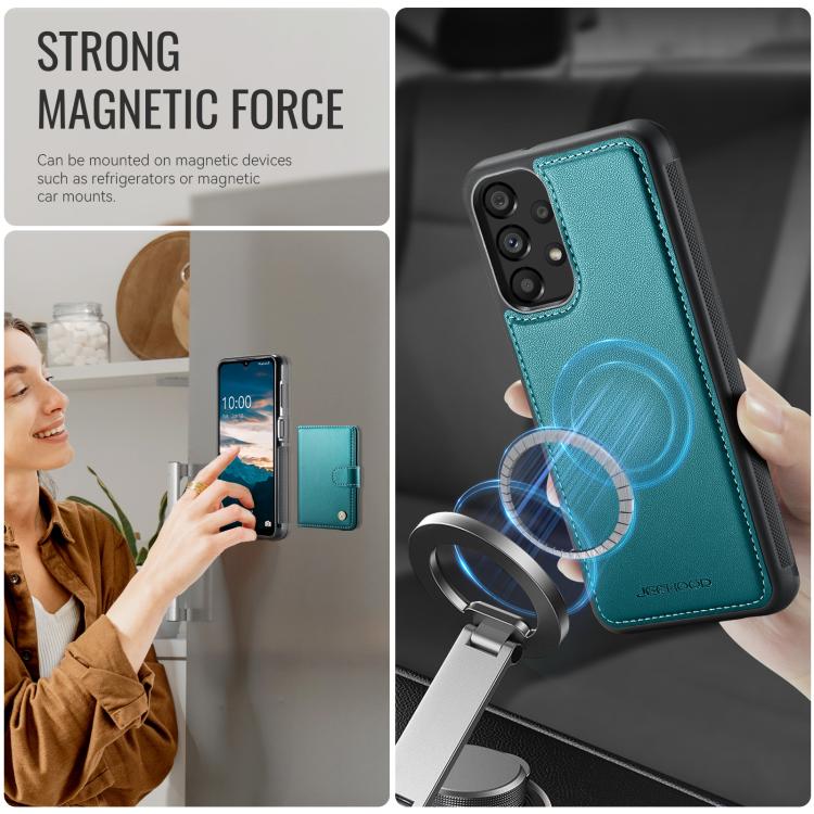 For Samsung Galaxy A13 4G / 5G / A04s JEEHOOD J09 Buckle Card Bag MagSafe Magnetic Style RFID Leather Phone Case