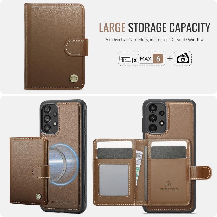 For Samsung Galaxy A13 4G / 5G / A04s JEEHOOD J09 Buckle Card Bag MagSafe Magnetic Style RFID Leather Phone Case