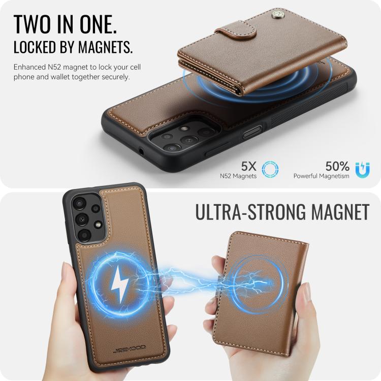For Samsung Galaxy A13 4G / 5G / A04s JEEHOOD J09 Buckle Card Bag MagSafe Magnetic Style RFID Leather Phone Case