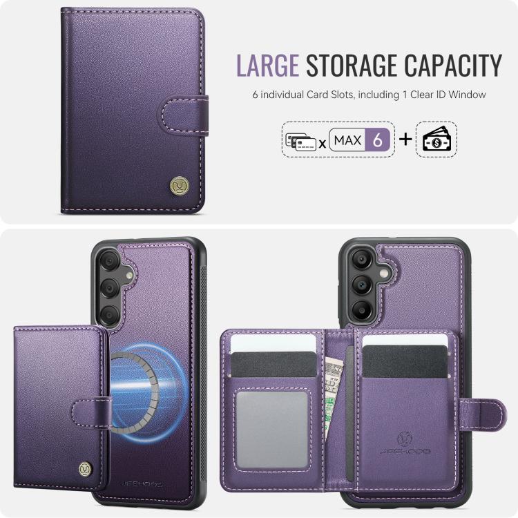 For Samsung Galaxy A16 4G / 5G JEEHOOD J09 Buckle Card Bag MagSafe Magnetic Style RFID Leather Phone Case