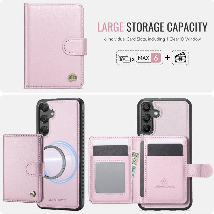 For Samsung Galaxy A16 4G / 5G JEEHOOD J09 Buckle Card Bag MagSafe Magnetic Style RFID Leather Phone Case