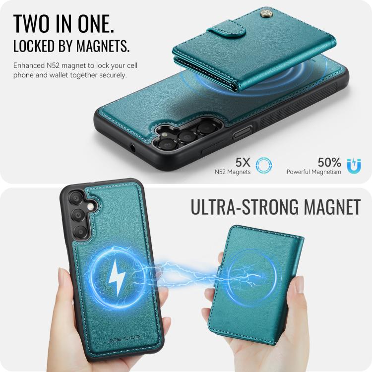 For Samsung Galaxy A16 4G / 5G JEEHOOD J09 Buckle Card Bag MagSafe Magnetic Style RFID Leather Phone Case