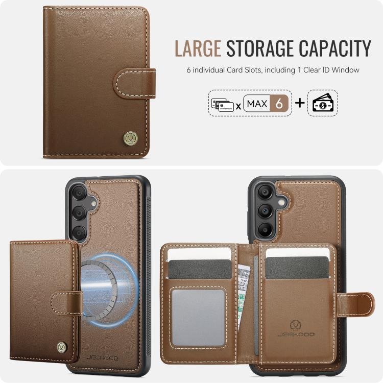 For Samsung Galaxy A16 4G / 5G JEEHOOD J09 Buckle Card Bag MagSafe Magnetic Style RFID Leather Phone Case