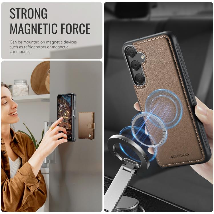 For Samsung Galaxy A16 4G / 5G JEEHOOD J09 Buckle Card Bag MagSafe Magnetic Style RFID Leather Phone Case