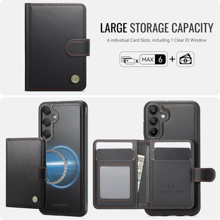 For Samsung Galaxy A16 4G / 5G JEEHOOD J09 Buckle Card Bag MagSafe Magnetic Style RFID Leather Phone Case