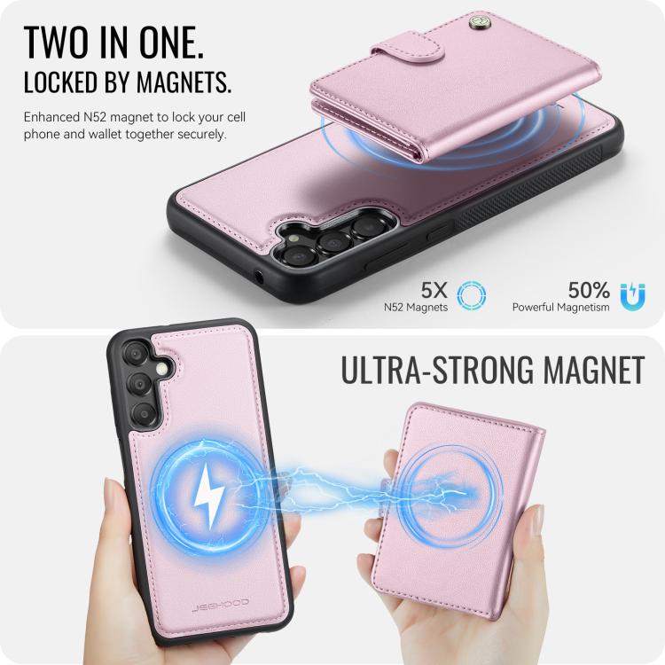 For Samsung Galaxy A33 5G JEEHOOD J09 Buckle Card Bag MagSafe Magnetic Style RFID Leather Phone Case