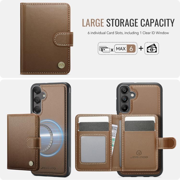 For Samsung Galaxy A55 5G / A35 5G JEEHOOD J09 Buckle Card Bag MagSafe Magnetic Style RFID Leather Phone Case