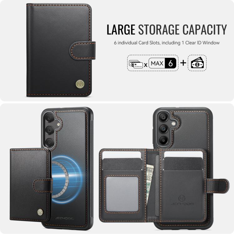 For Samsung Galaxy A55 5G / A35 5G JEEHOOD J09 Buckle Card Bag MagSafe Magnetic Style RFID Leather Phone Case