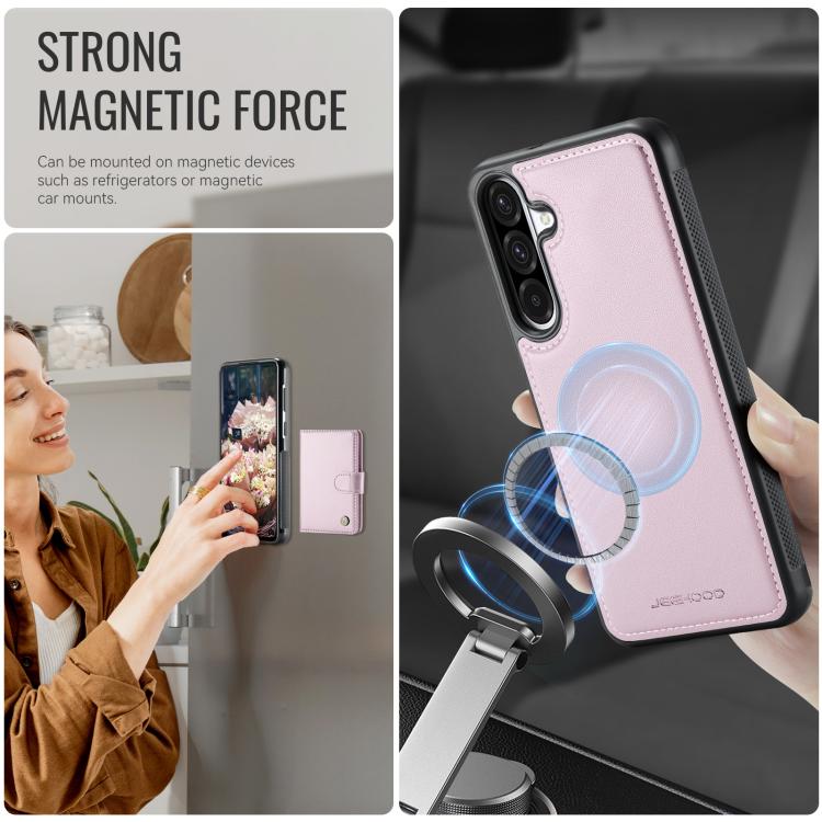 For Samsung Galaxy A36 5G JEEHOOD J09 Buckle Card Bag MagSafe Magnetic Style RFID Leather Phone Case