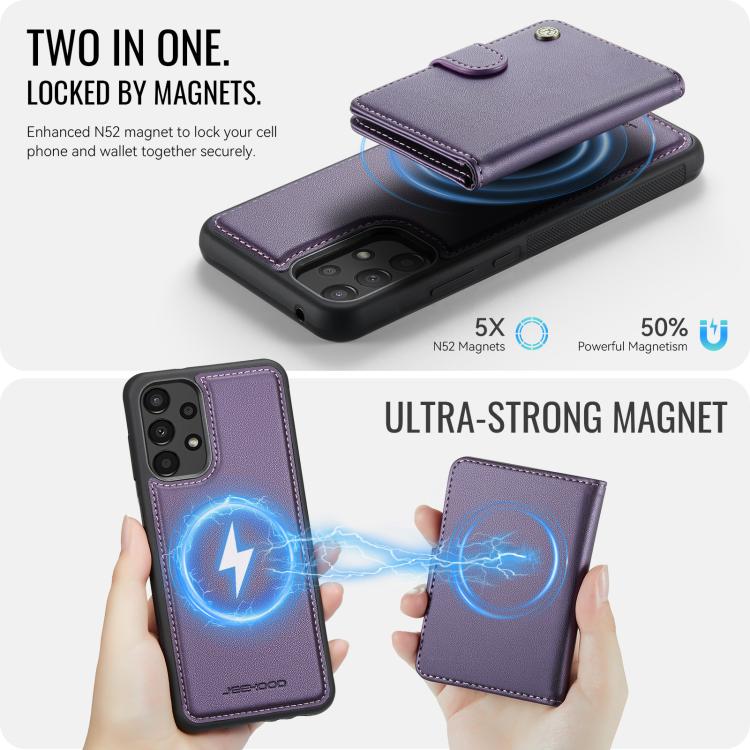 For Samsung Galaxy A52 4G / 5G / A52s 5G JEEHOOD J09 Buckle Card Bag MagSafe Magnetic Style RFID Leather Phone Case