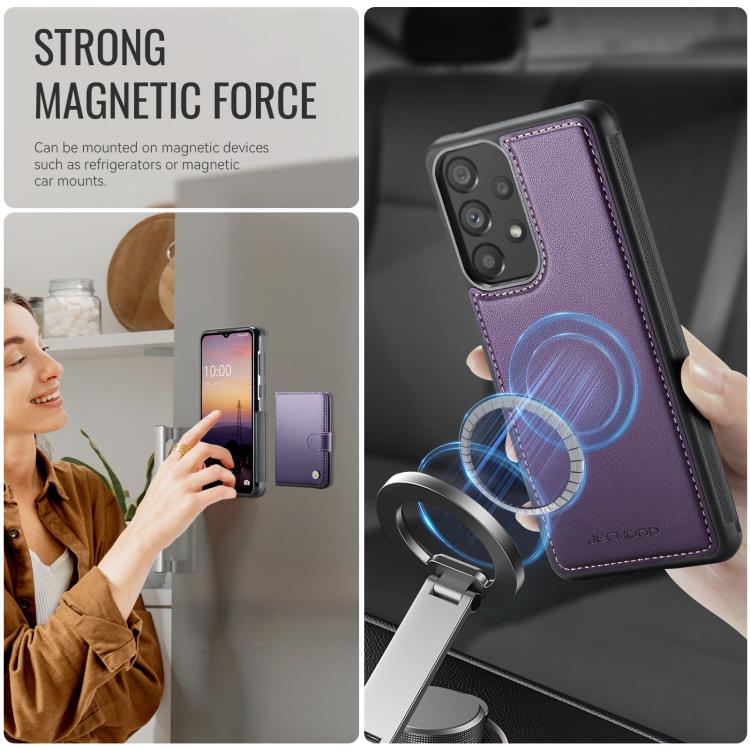 For Samsung Galaxy A52 4G / 5G / A52s 5G JEEHOOD J09 Buckle Card Bag MagSafe Magnetic Style RFID Leather Phone Case