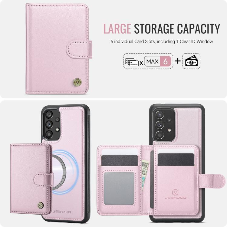 For Samsung Galaxy A52 4G / 5G / A52s 5G JEEHOOD J09 Buckle Card Bag MagSafe Magnetic Style RFID Leather Phone Case