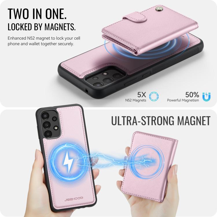 For Samsung Galaxy A52 4G / 5G / A52s 5G JEEHOOD J09 Buckle Card Bag MagSafe Magnetic Style RFID Leather Phone Case