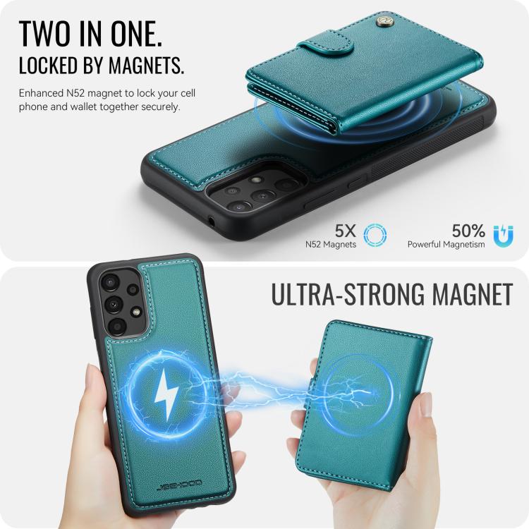 For Samsung Galaxy A52 4G / 5G / A52s 5G JEEHOOD J09 Buckle Card Bag MagSafe Magnetic Style RFID Leather Phone Case