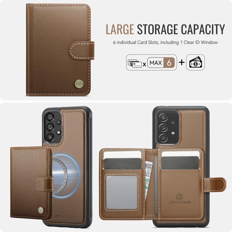 For Samsung Galaxy A52 4G / 5G / A52s 5G JEEHOOD J09 Buckle Card Bag MagSafe Magnetic Style RFID Leather Phone Case