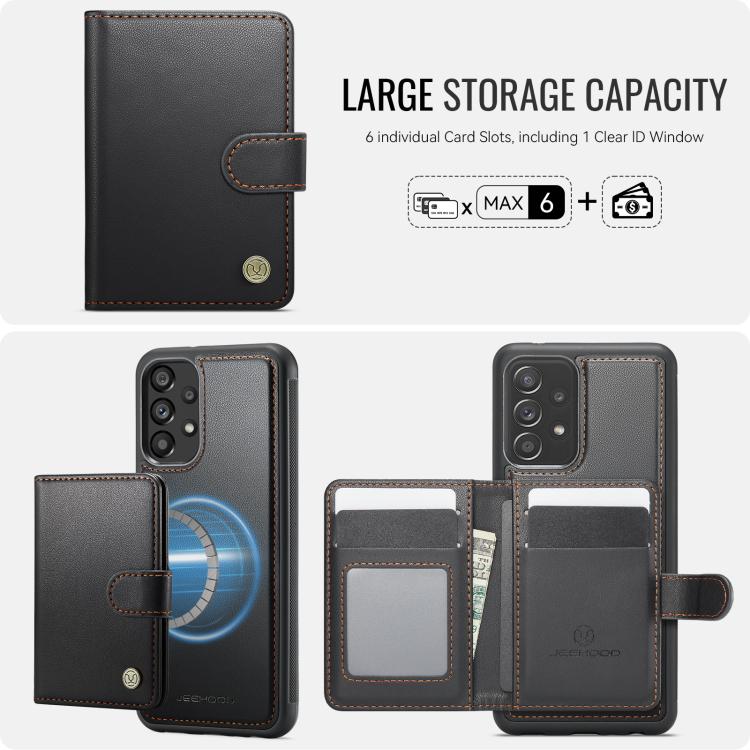 For Samsung Galaxy A52 4G / 5G / A52s 5G JEEHOOD J09 Buckle Card Bag MagSafe Magnetic Style RFID Leather Phone Case