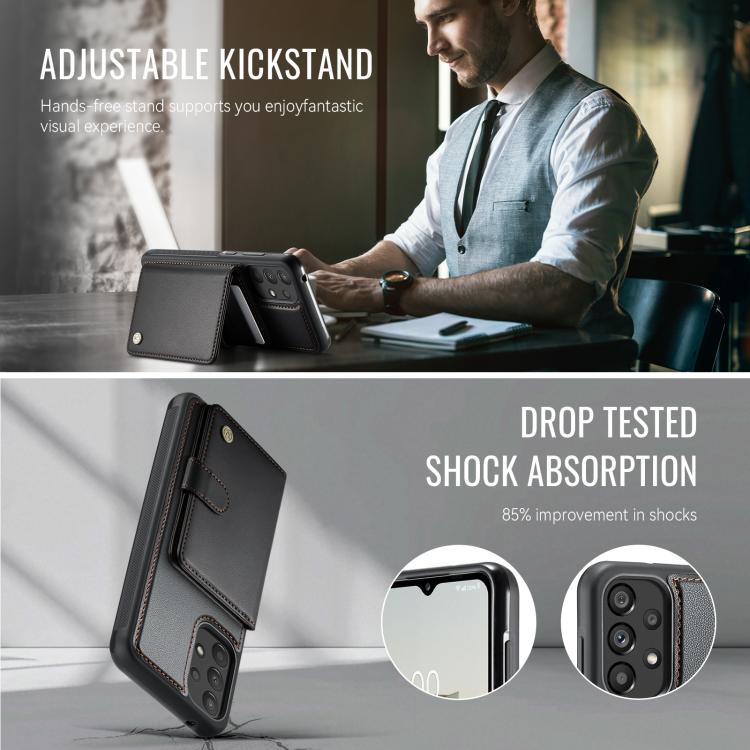 For Samsung Galaxy A52 4G / 5G / A52s 5G JEEHOOD J09 Buckle Card Bag MagSafe Magnetic Style RFID Leather Phone Case