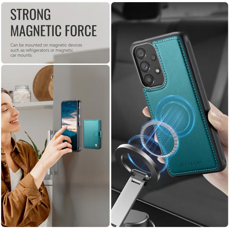 For Samsung Galaxy A53 5G JEEHOOD J09 Buckle Card Bag MagSafe Magnetic Style RFID Leather Phone Case