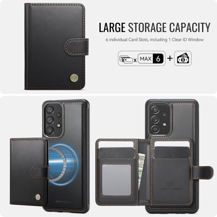 For Samsung Galaxy A53 5G JEEHOOD J09 Buckle Card Bag MagSafe Magnetic Style RFID Leather Phone Case