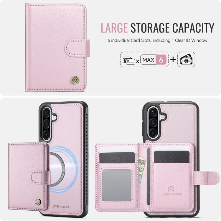 For Samsung Galaxy A56 5G JEEHOOD J09 Buckle Card Bag MagSafe Magnetic Style RFID Leather Phone Case
