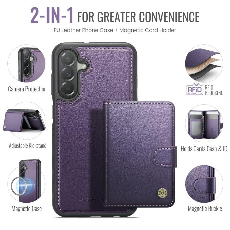 For Samsung Galaxy A37 5G JEEHOOD J09 Buckle Card Bag MagSafe Magnetic Style RFID Leather Phone Case