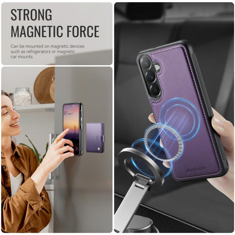 For Samsung Galaxy A37 5G JEEHOOD J09 Buckle Card Bag MagSafe Magnetic Style RFID Leather Phone Case