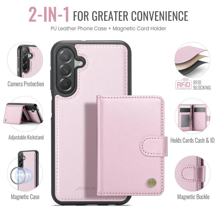 For Samsung Galaxy A37 5G JEEHOOD J09 Buckle Card Bag MagSafe Magnetic Style RFID Leather Phone Case