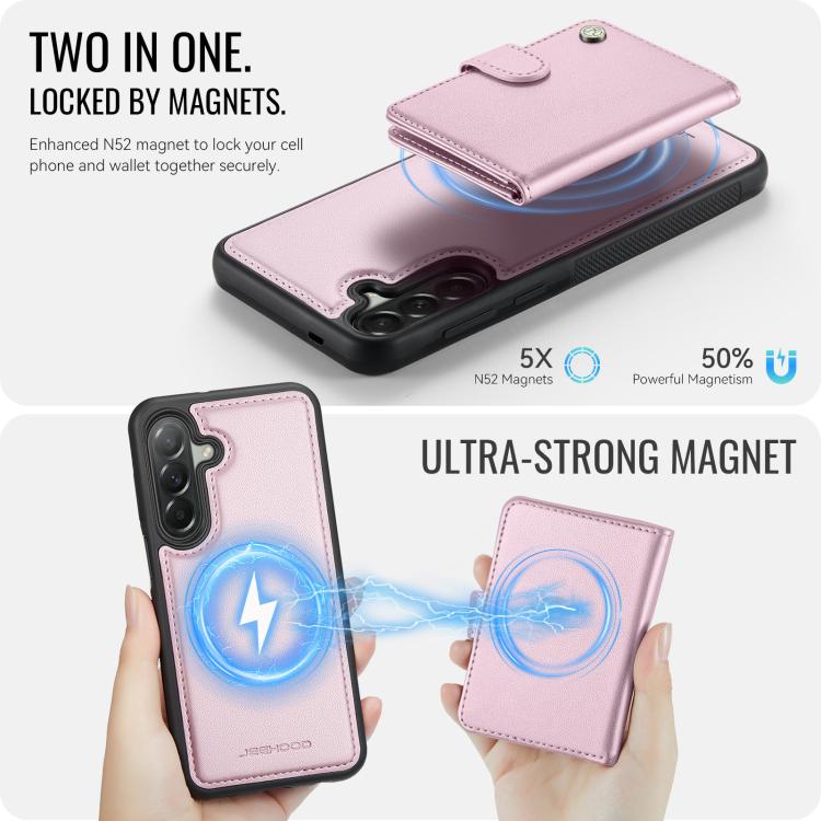 For Samsung Galaxy A37 5G JEEHOOD J09 Buckle Card Bag MagSafe Magnetic Style RFID Leather Phone Case
