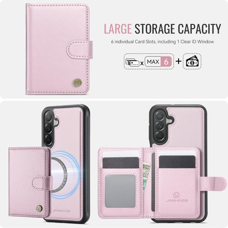 For Samsung Galaxy A37 5G JEEHOOD J09 Buckle Card Bag MagSafe Magnetic Style RFID Leather Phone Case