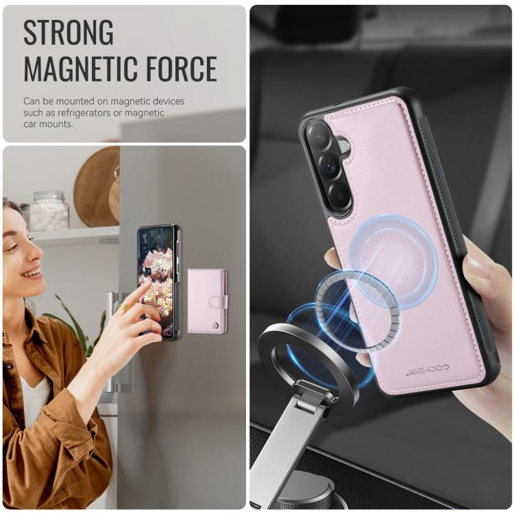 For Samsung Galaxy A37 5G JEEHOOD J09 Buckle Card Bag MagSafe Magnetic Style RFID Leather Phone Case