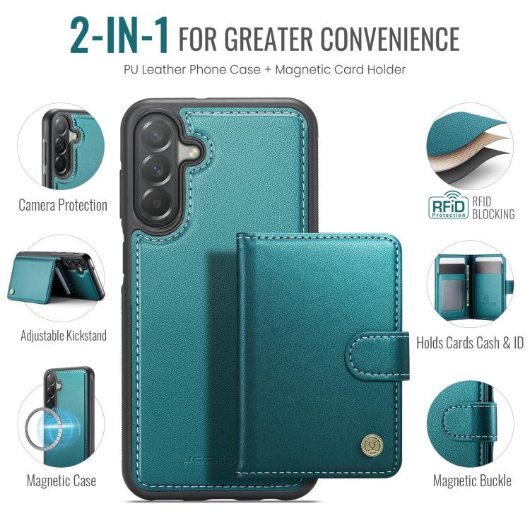 For Samsung Galaxy A37 5G JEEHOOD J09 Buckle Card Bag MagSafe Magnetic Style RFID Leather Phone Case