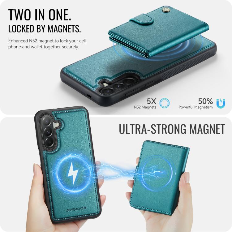 For Samsung Galaxy A37 5G JEEHOOD J09 Buckle Card Bag MagSafe Magnetic Style RFID Leather Phone Case