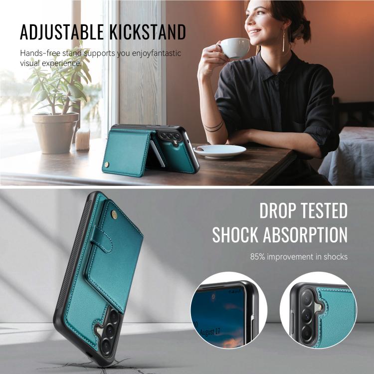 For Samsung Galaxy A37 5G JEEHOOD J09 Buckle Card Bag MagSafe Magnetic Style RFID Leather Phone Case