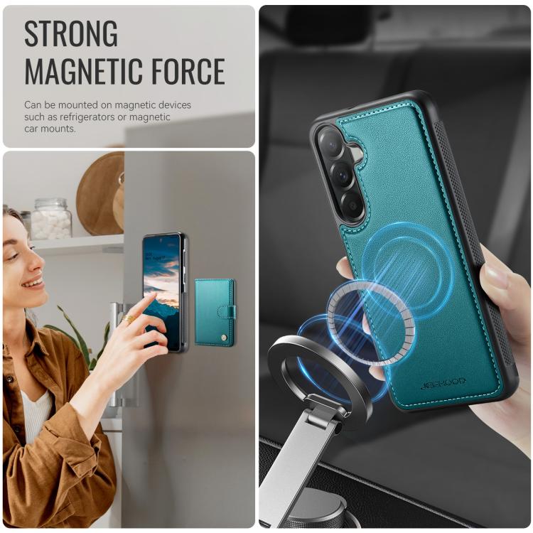 For Samsung Galaxy A37 5G JEEHOOD J09 Buckle Card Bag MagSafe Magnetic Style RFID Leather Phone Case