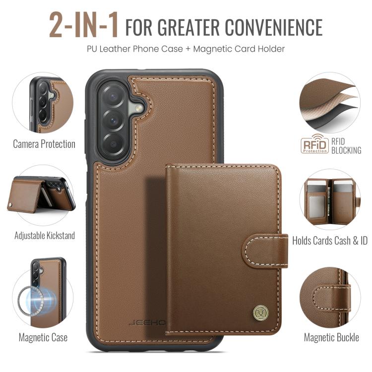 For Samsung Galaxy A37 5G JEEHOOD J09 Buckle Card Bag MagSafe Magnetic Style RFID Leather Phone Case