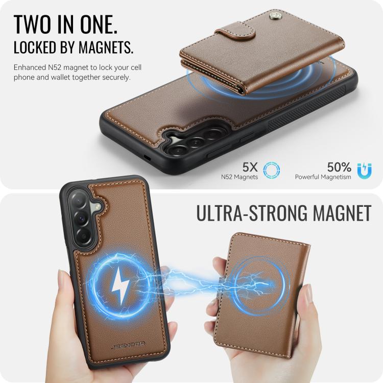 For Samsung Galaxy A37 5G JEEHOOD J09 Buckle Card Bag MagSafe Magnetic Style RFID Leather Phone Case
