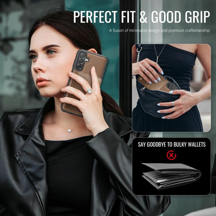 For Samsung Galaxy A37 5G JEEHOOD J09 Buckle Card Bag MagSafe Magnetic Style RFID Leather Phone Case