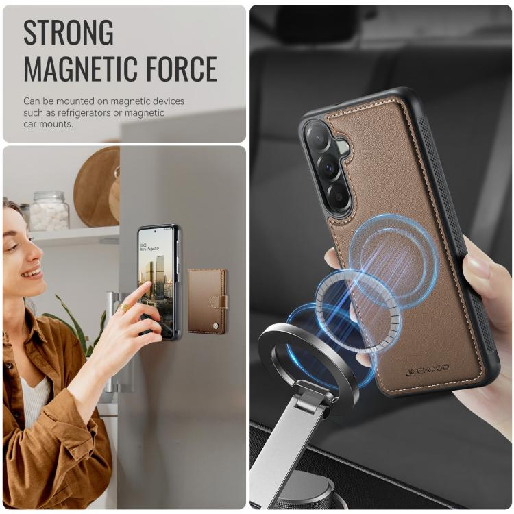 For Samsung Galaxy A37 5G JEEHOOD J09 Buckle Card Bag MagSafe Magnetic Style RFID Leather Phone Case
