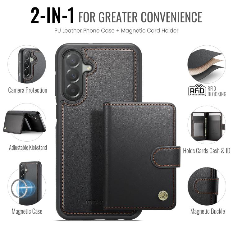 For Samsung Galaxy A37 5G JEEHOOD J09 Buckle Card Bag MagSafe Magnetic Style RFID Leather Phone Case