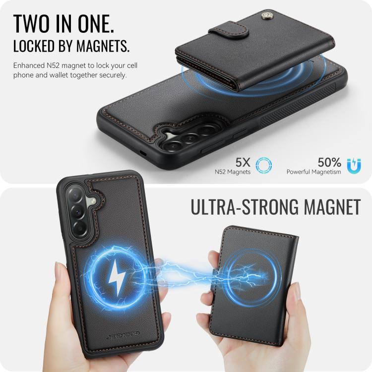 For Samsung Galaxy A37 5G JEEHOOD J09 Buckle Card Bag MagSafe Magnetic Style RFID Leather Phone Case